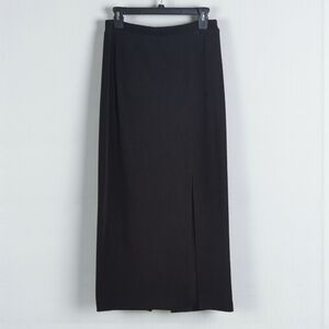 Siasia Stretch Pencil Skirt Vintage 80's Long Midi Front Slit Black